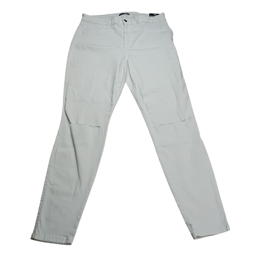 Fashion Nova Skinny Jeans Womens 1X White New Distressed High Rise P831